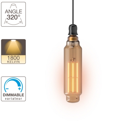 Ampoule LED T7S, culot E27, vintage géante filament
8W → 60W