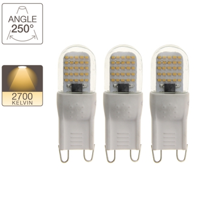 Pack de 3 ampoules LED capsule, culot G9, classique
2.6W → 20W